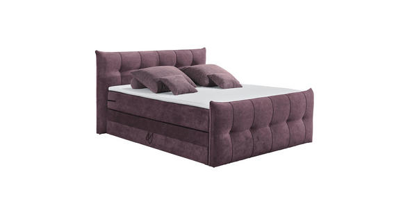 BOXSPRINGBETT 180/200 cm,  in Aubergine, Matratze, Bettkasten, Topper, H3 = fest, H4 = sehr fest, Wendematratze mit unterschiedlichen Härtegraden  - Aubergine/Schwarz, KONVENTIONELL, Kunststoff/Textil (180/200cm) - Esposa