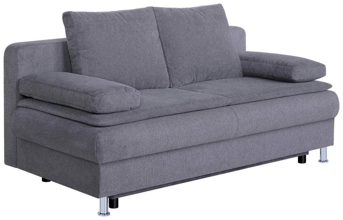 SCHLAFSOFA  in Webstoff Graubraun  - Chromfarben/Graubraun, Design, Kunststoff/Textil (200/92/90cm) - P & B