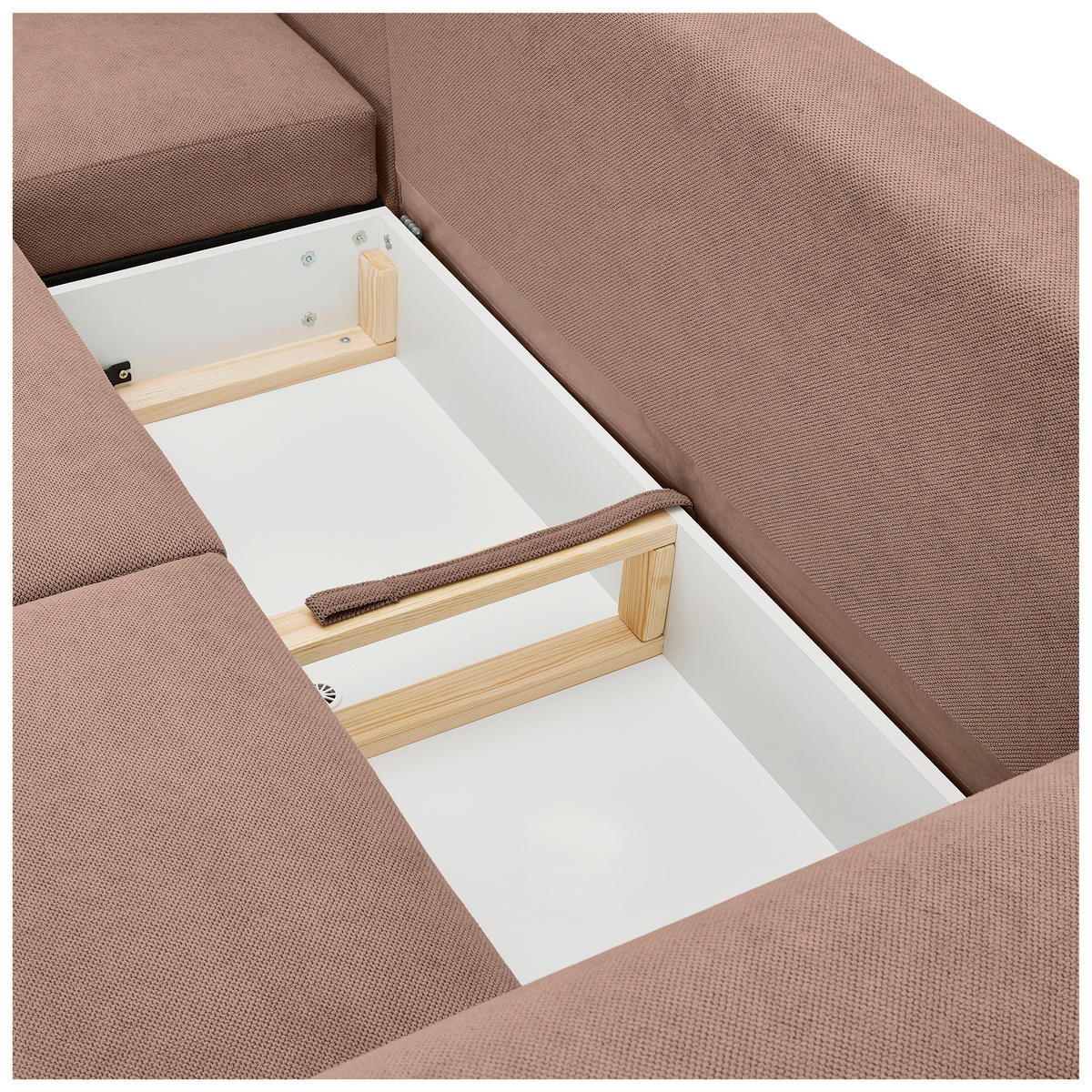 ECKSOFA in Webstoff Altrosa  - Altrosa/Naturfarben, Konventionell, Holz/Textil (145/250cm) - MID.YOU