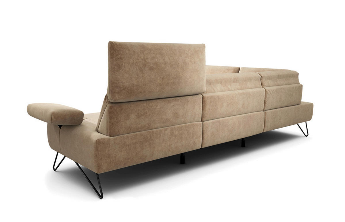 ECKSOFA Cosy Sandfarben Samt  - Sandfarben/Schwarz, Design, Textil/Metall (213/288-303cm) - SENSOO