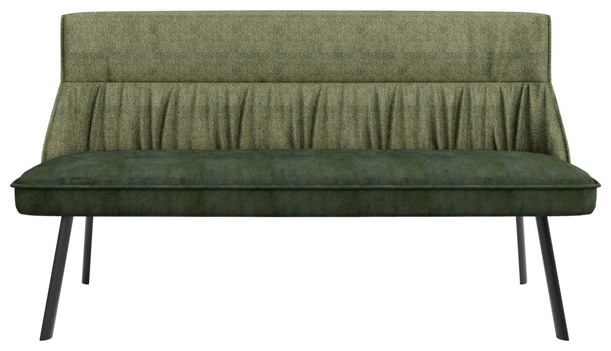 SITZBANK in Metall, Textil Grün, Schwarz, Dunkelgrün  - Dunkelgrün/Schwarz, MODERN, Textil/Metall (180/63/88cm) - MID.YOU