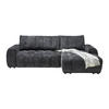 ECKSOFA Flachgewebe Graphitfarben  - Schwarz Hochglanz/Graphitfarben, Modern, Textil/Metall (273/93/166cm) - MID.YOU