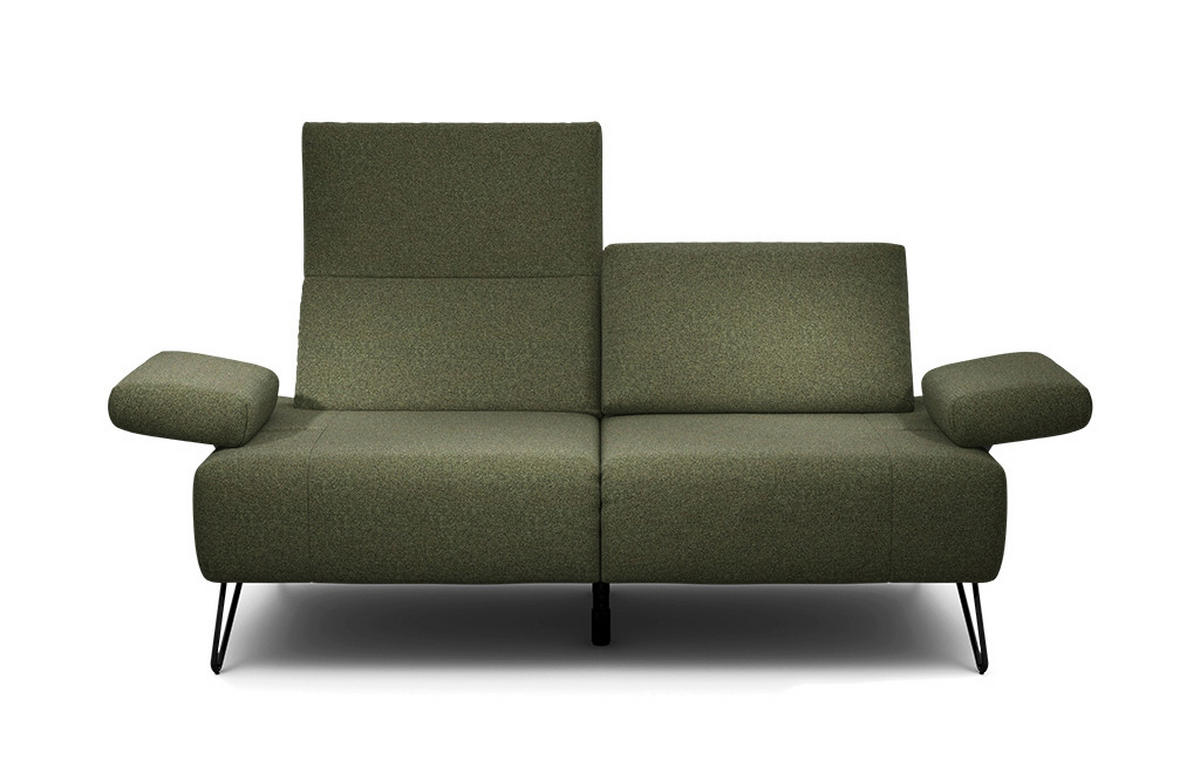 2-SITZER-SOFA Chenille Waldgrün  - Waldgrün/Schwarz, Design, Textil/Metall (164-194/85/86-94cm) - SENSOO