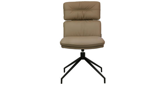 STUHL  in Eisen Echtleder pigmentiert Metall, Leder  - Taupe/Schwarz, Design, Leder/Metall (50/92/64,5cm) - Dieter Knoll