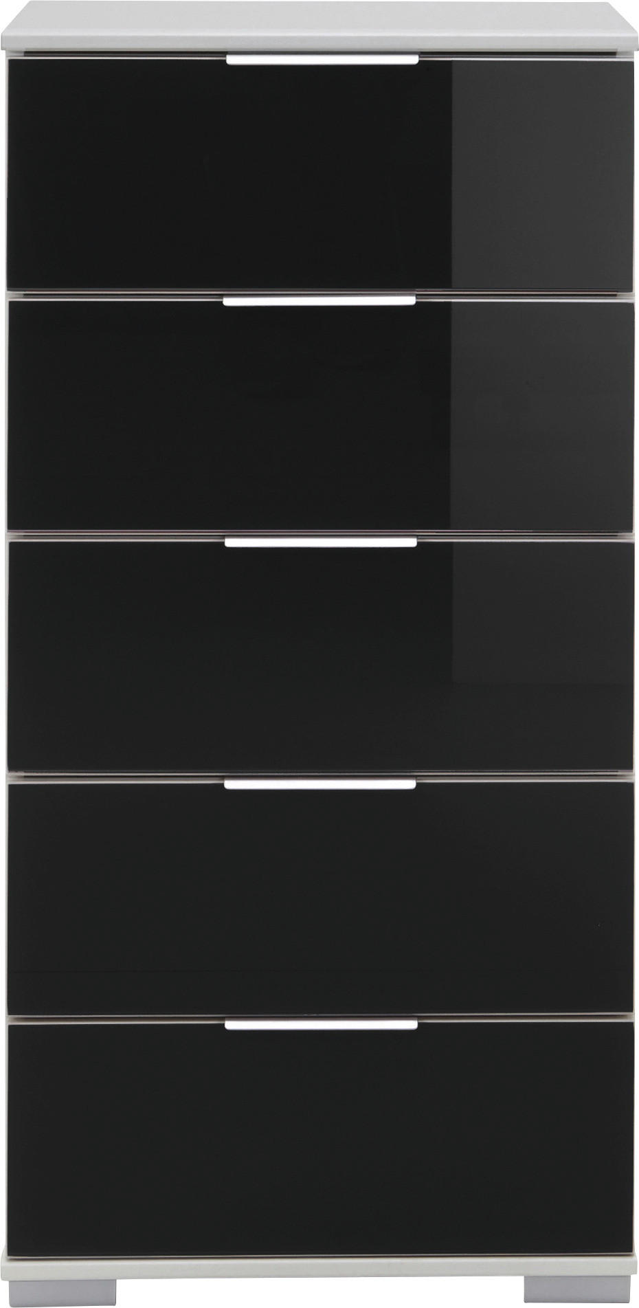 KOMMODE 49/102/41 cm in Schwarz - Chromfarben/Alufarben, Design, Glas/Holzwerkstoff (49/102/41cm) - Livetastic