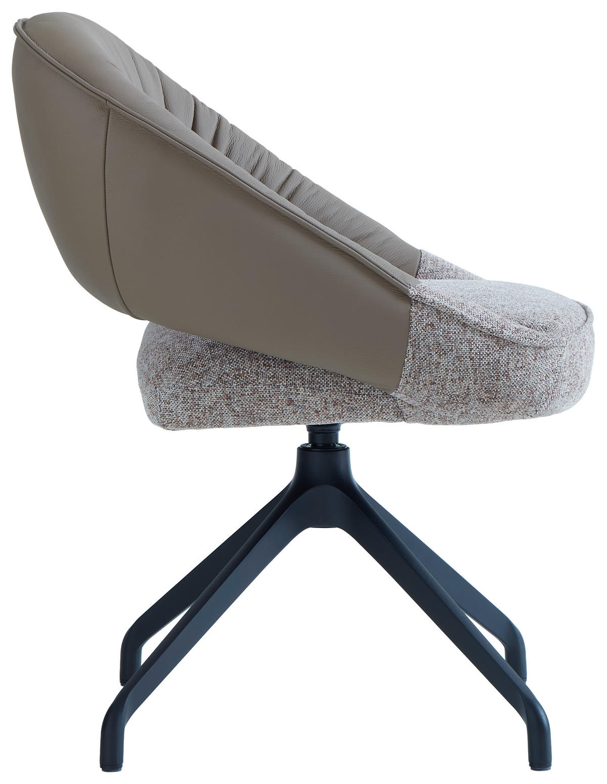 ARMLEHNSTUHL  Sitzfläche 360° drehbar, automatische Rückholfunktion Leinenoptik Echtleder  Schwarz, Hellgrau, Beige  - Beige/Hellgrau, Design, Leder/Textil (60/81/63.5cm) - Dieter Knoll