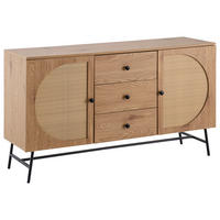 ŠIROKA KOMODA, barve hrasta  - črna/barve hrasta, Design, kovina/leseni material (140/80/40cm) - MID.YOU