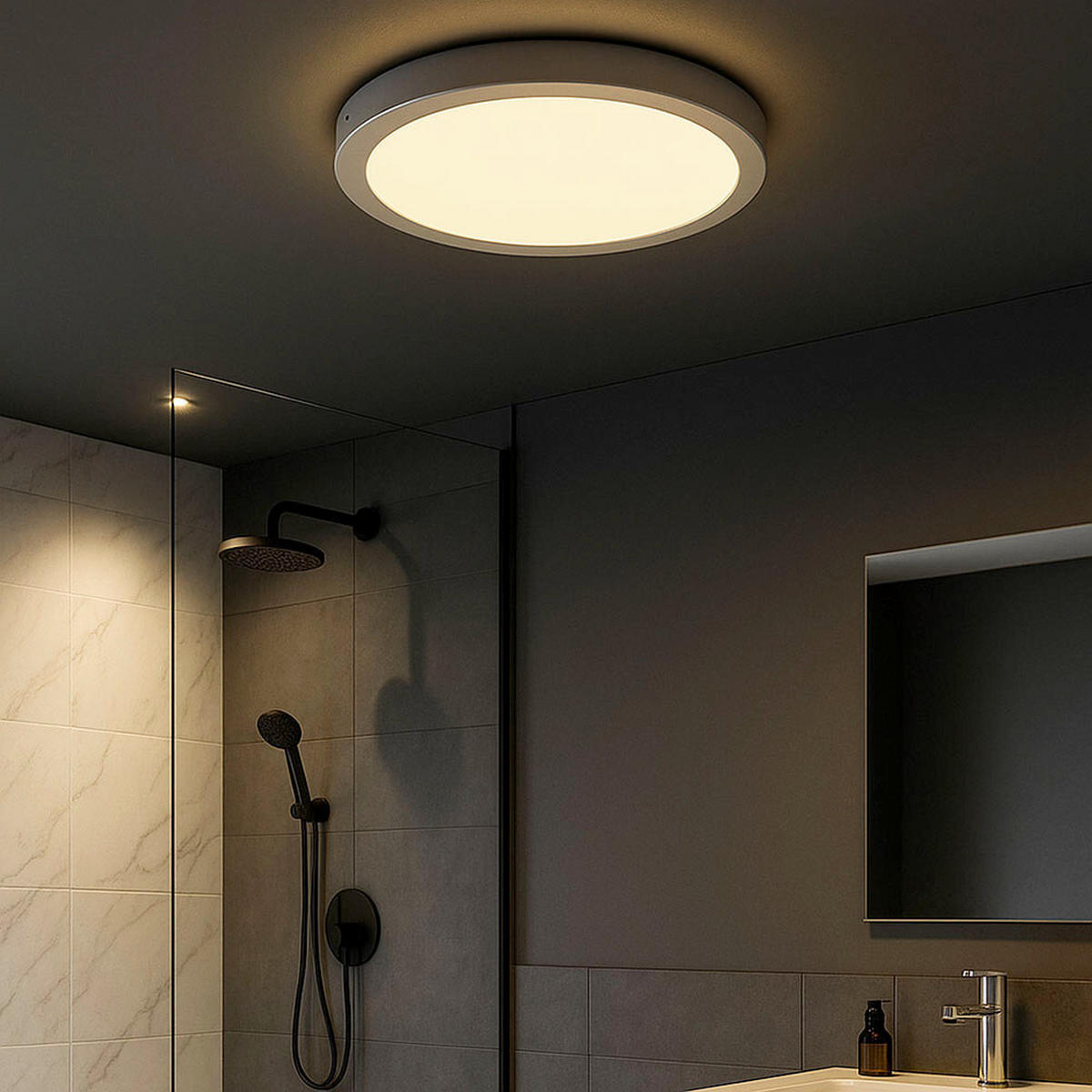 AUFBAULEUCHTE 30/3,2 cm   - Chromfarben/Weiß, Design, Kunststoff/Metall (30/3,2cm) - Globo