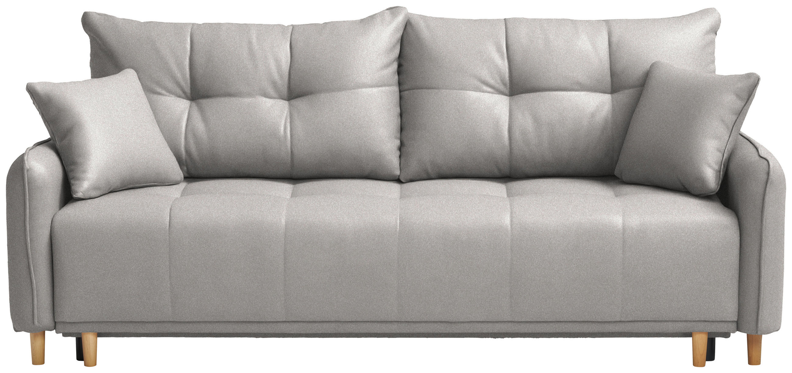 SCHLAFSOFA Chenille Hellgrau  - Buchefarben/Hellgrau, Design, Holz/Textil (217/97/101cm) - Carryhome