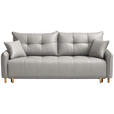 SCHLAFSOFA  in Chenille Hellgrau  - Buchefarben/Hellgrau, Design, Holz/Textil (217/97/101cm) - Carryhome