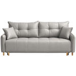 SCHLAFSOFA  in Chenille Hellgrau  - Buchefarben/Hellgrau, Design, Holz/Textil (217/97/101cm) - Carryhome