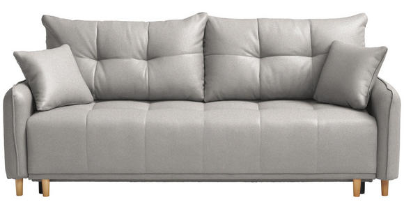 SCHLAFSOFA  in Chenille Hellgrau  - Buchefarben/Hellgrau, Design, Holz/Textil (217/97/101cm) - Carryhome