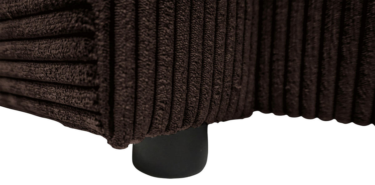 WOHNLANDSCHAFT TERMOLI Braun Cord  - Schwarz/Braun, Design, Kunststoff/Textil (155/296/155cm) - MID.YOU