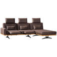 ECKSOFA in Flachgewebe Braun  - Schwarz/Braun, Natur, Textil/Metall (326/170cm) - Valnatura