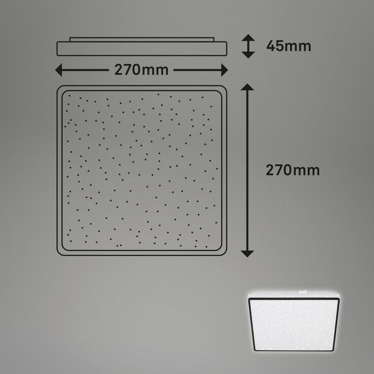 LED PLAFONJERA - crna, Osnovno, metal/plastika (27/27/4,5cm)