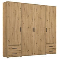 DREHTÜRENSCHRANK 187/194/53 cm,  in Eiche Artisan, 4 Tür(en)  - Eiche Artisan/Grau, MODERN, Holzwerkstoff/Kunststoff (187/194/53cm) - Rauch Möbel
