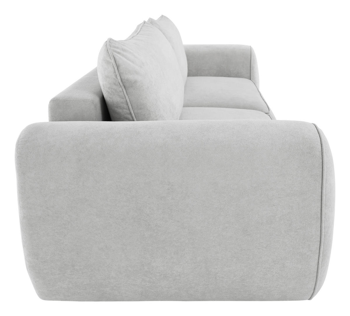 SCHLAFSOFA Chenille Hellgrau  inkl. Zierkissen, Rückenkissen, Bettkasten, Schlaffunktion, Rücken echt, Liegefläche im Originalstoff  - Hellgrau/Schwarz, KONVENTIONELL, Kunststoff/Textil (257/96/110cm) - Milino