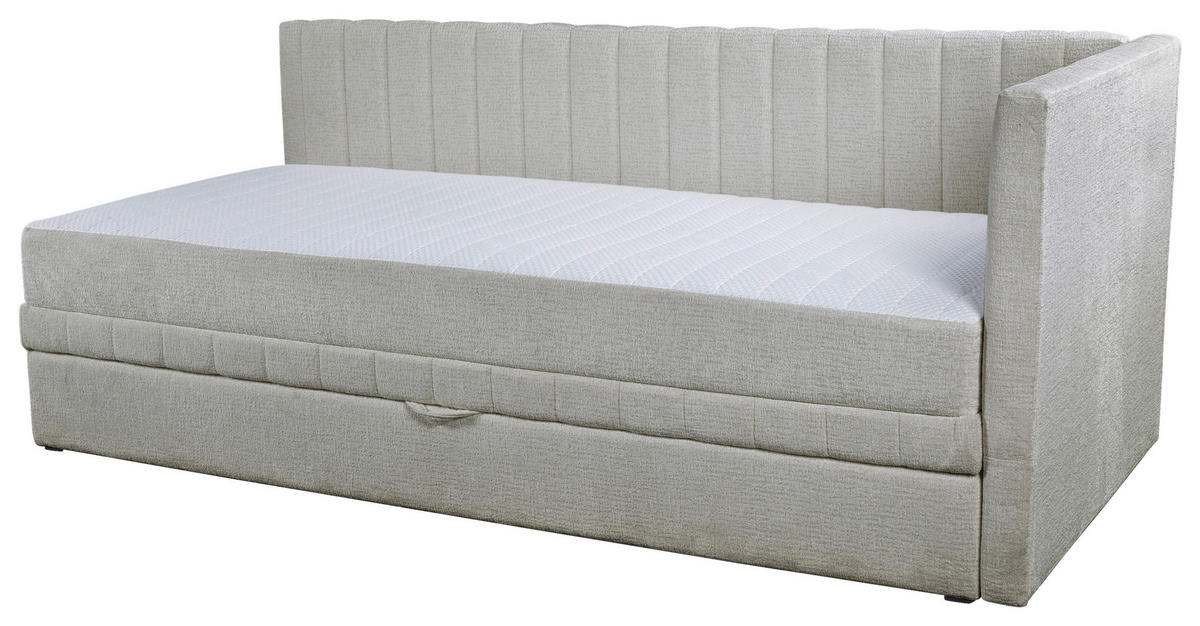 SCHLAFSOFA Chenille, Jacquard Hellgrau  - Hellgrau/Schwarz, Design, Kunststoff/Textil (212/83/99cm) - MID.YOU