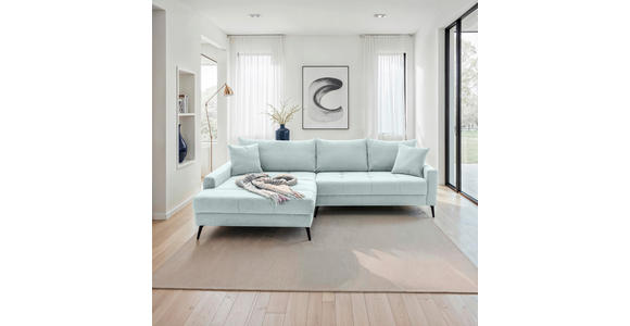 ECKSOFA  in Cord Blaugrau  173/280 cm  - Blaugrau/Schwarz, KONVENTIONELL, Textil/Metall (173/280cm) - Hom`in