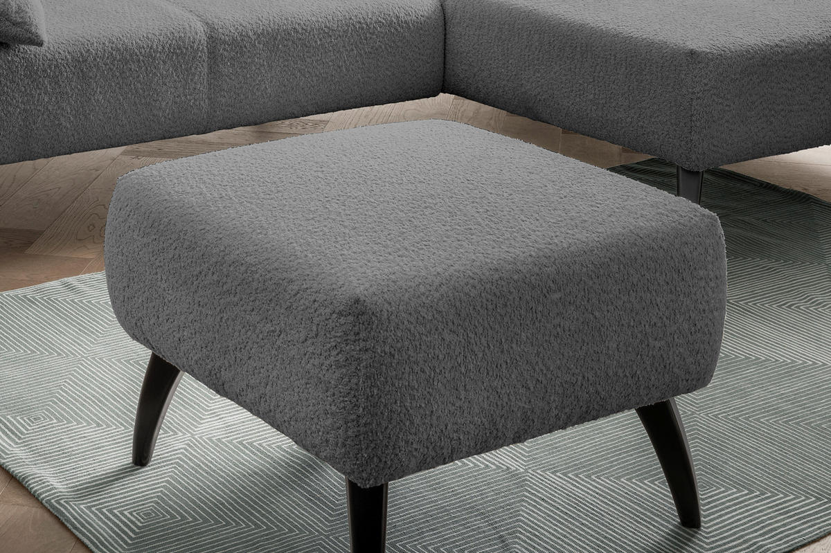 HOCKER in Holz, Textil Anthrazit  - Anthrazit/Schwarz, MODERN, Holz/Textil (66/44/66cm) - MID.YOU