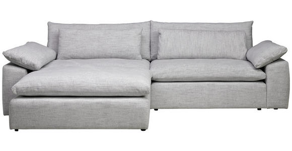 ECKSOFA  in Webstoff Grau Rückenkissen, Nierenkissen, Armlehnenkissen, Rücken echt  198/306 cm  - Schwarz/Grau, MODERN, Kunststoff/Textil (198/306cm) - Carryhome