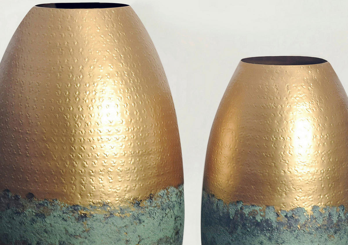 DEKOVASE  - Goldfarben, Design, Metall (25/47/25cm) - Livetastic