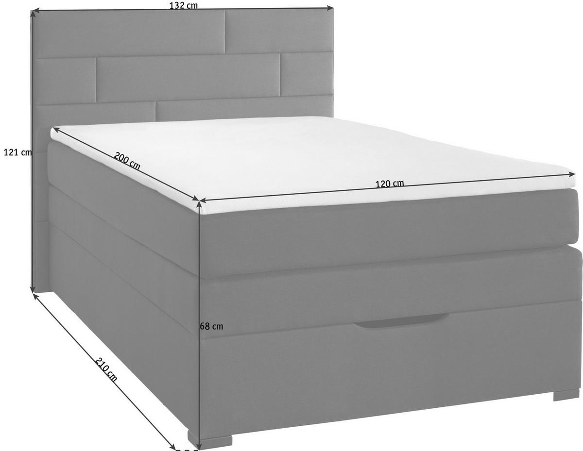 BOXSPRINGBETT 120/200 cm  in Dunkelgrau  - Wengefarben/Dunkelgrau, KONVENTIONELL, Textil (120/200cm) - Carryhome