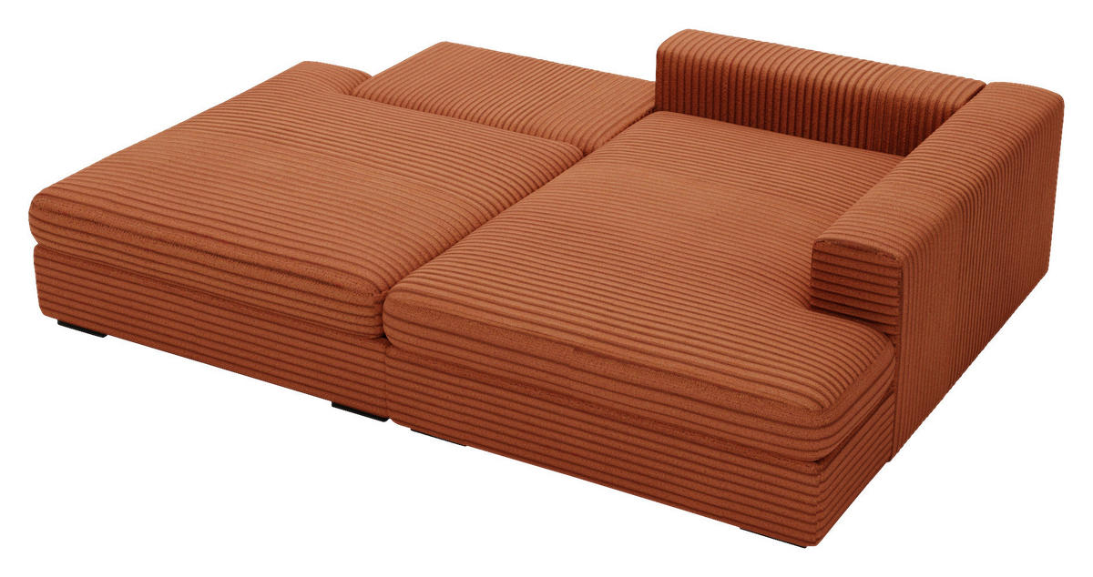 ECKSOFA Bronzefarben Cord  - Schwarz/Bronzefarben, Design, Kunststoff/Textil (223/158cm) - home24