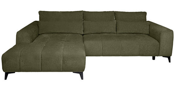 ECKSOFA  in Chenille Olivgrün  222/279 cm  - Schwarz/Olivgrün, KONVENTIONELL, Kunststoff/Textil (222/279cm) - Hom`in