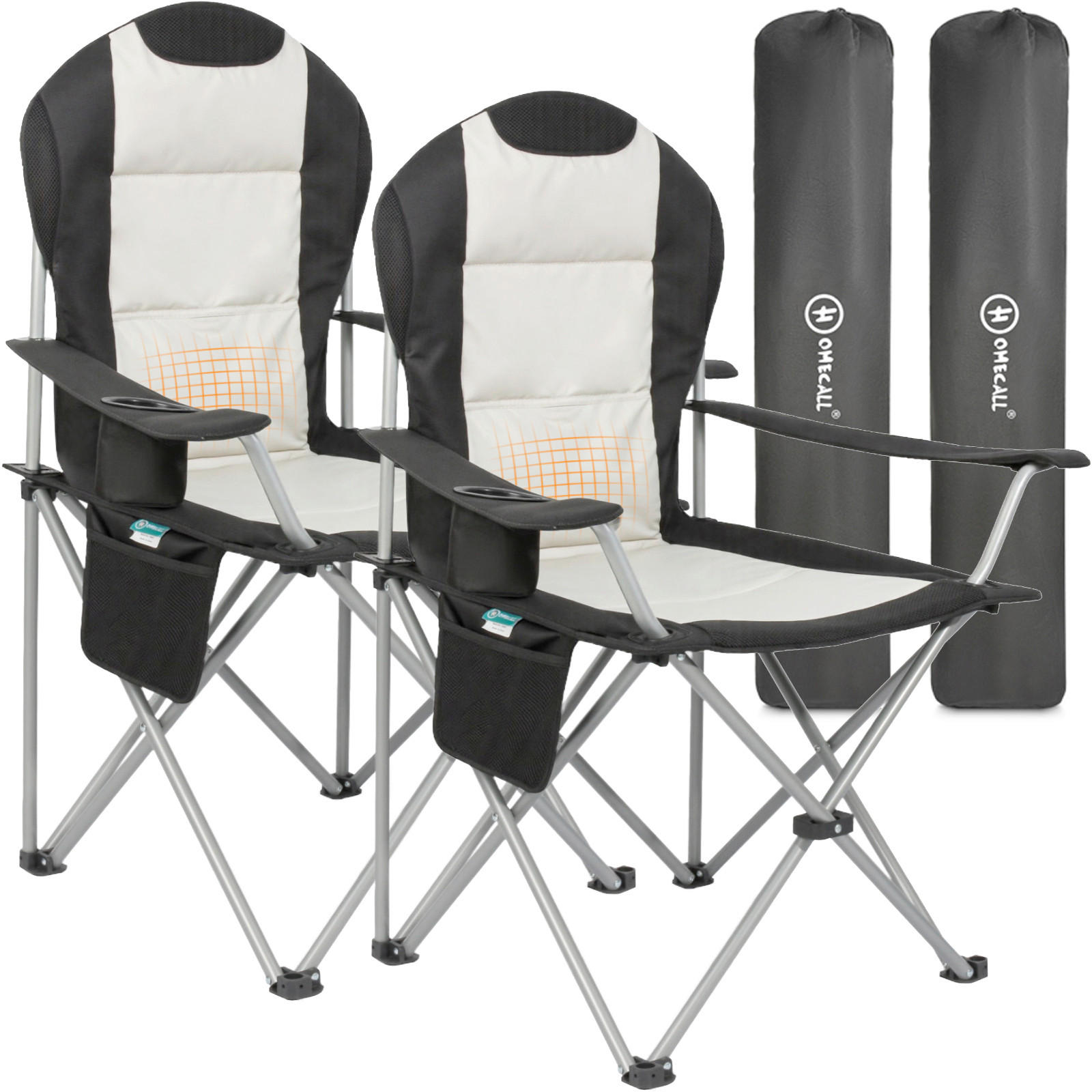 CAMPINGSESSEL-SET - Silberfarben/Schwarz, Basics, Textil/Metall (55/108/55cm) - Modante