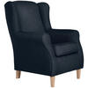 OHRENSESSEL in Flachgewebe Dunkelblau  - Buchefarben/Dunkelblau, Design, Holz/Textil (77/103/86cm) - Max Winzer