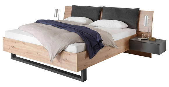 BETTANLAGE 180/200 cm in Eiche Artisan - Eiche Artisan, Design, Holzwerkstoff/Textil (180/200cm) - Carryhome