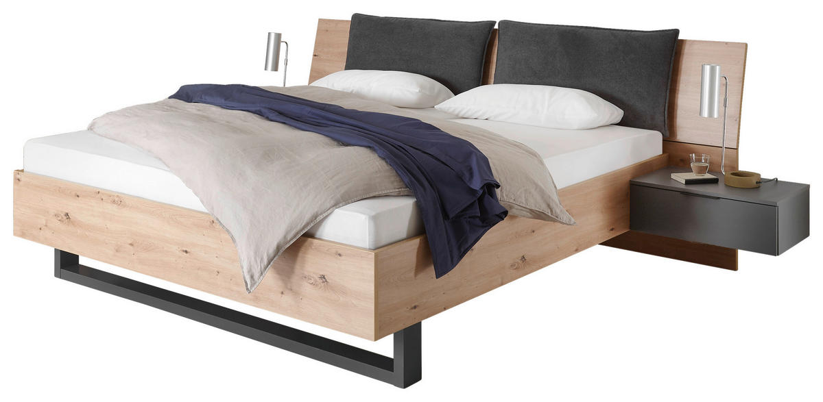 BETTANLAGE 180/200 cm  in Eiche Artisan  - Eiche Artisan, Design, Holzwerkstoff/Textil (180/200cm) - Carryhome