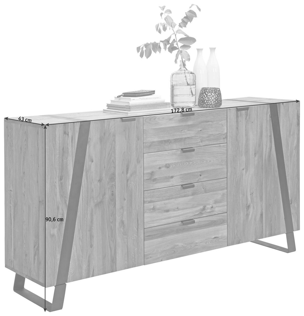 SIDEBOARD  in 172,8/90,6/43 cm  - Eichefarben/Schwarz, Trend, Holz/Metall (172,8/90,6/43cm) - Landscape