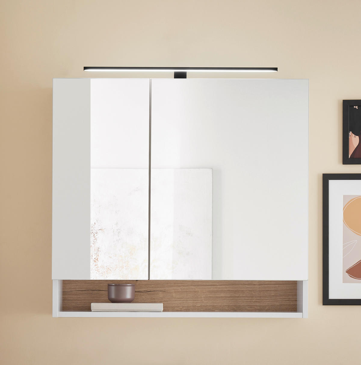 SPIEGELSCHRANK 80/75/22 cm  - Weiß, KONVENTIONELL, Glas/Holzwerkstoff (80/75/22cm) - home24