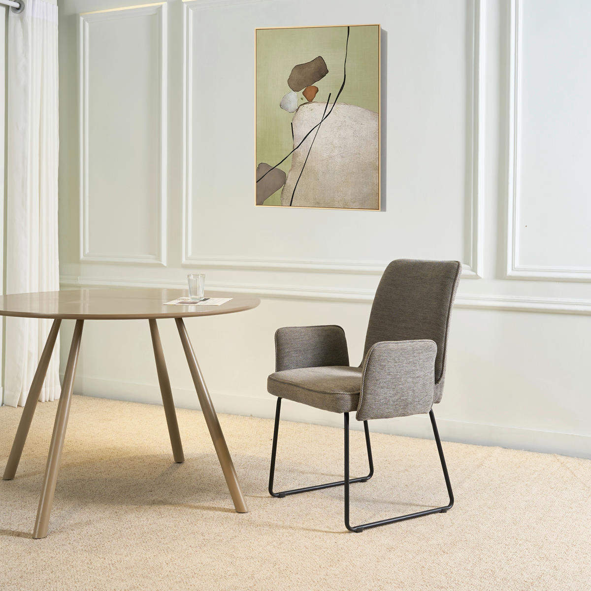 ARMLEHNSTUHL  Stoffauswahl Webstoff  - Schwarz/Grau, Design, Textil/Metall (60/92/66cm) - Stylife