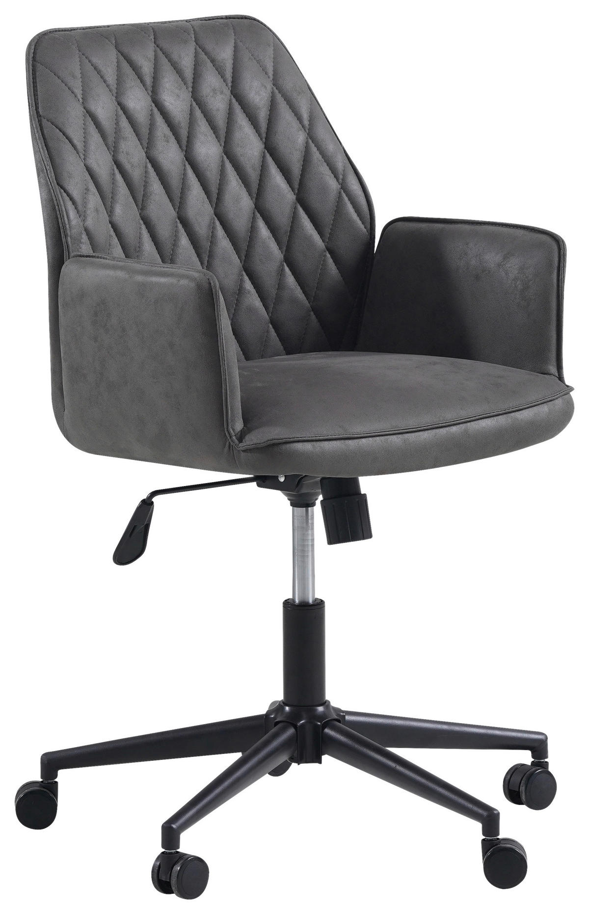 DREHSTUHL Mikrofaser Anthrazit  - Anthrazit/Schwarz, KONVENTIONELL, Textil/Metall (57/87/52cm) - MID.YOU