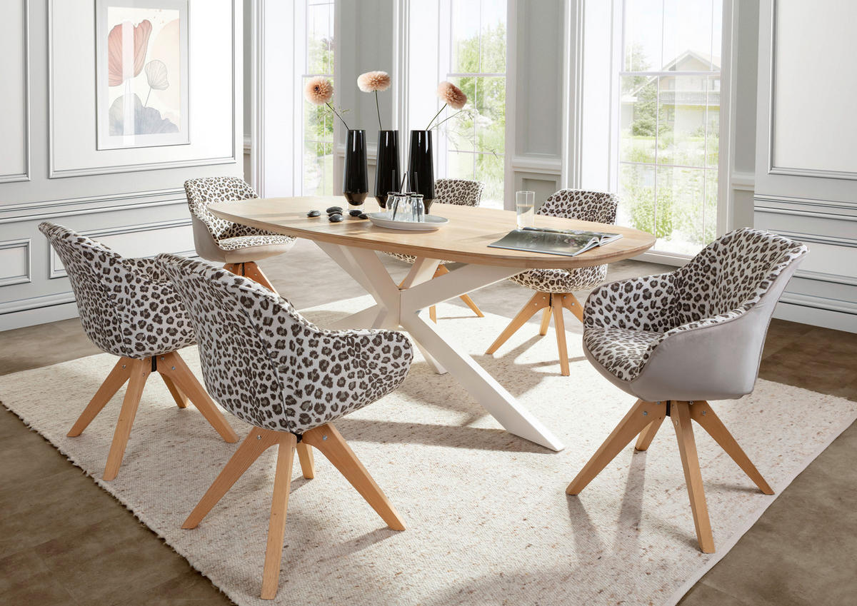 ARMLEHNSTUHL  in Chenille  - Eichefarben/Beige, MODERN, Holz/Textil (60/83/65cm) - Livetastic