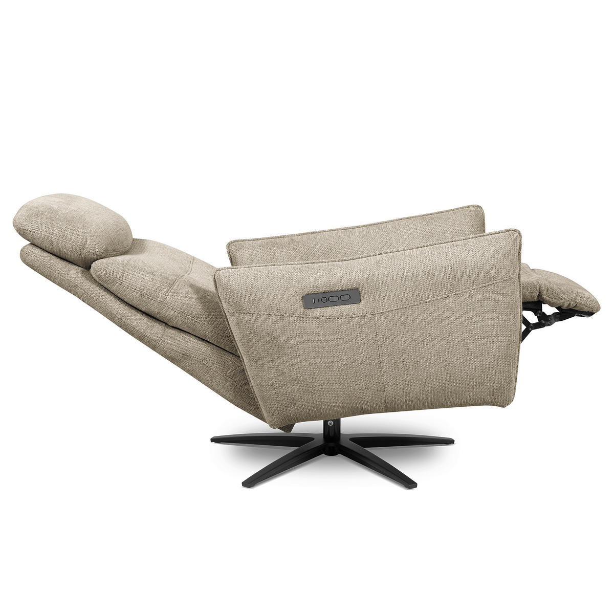 RELAXSESSEL in Textil Taupe  - Taupe/Schwarz, Design, Textil/Metall (77/107/88cm) - Livetastic