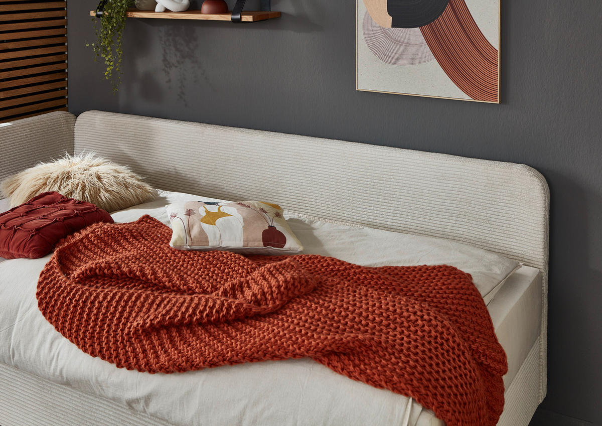 LIEGE Cord Beige  - Eichefarben/Beige, Design, Holz/Textil (120/200cm) - home24