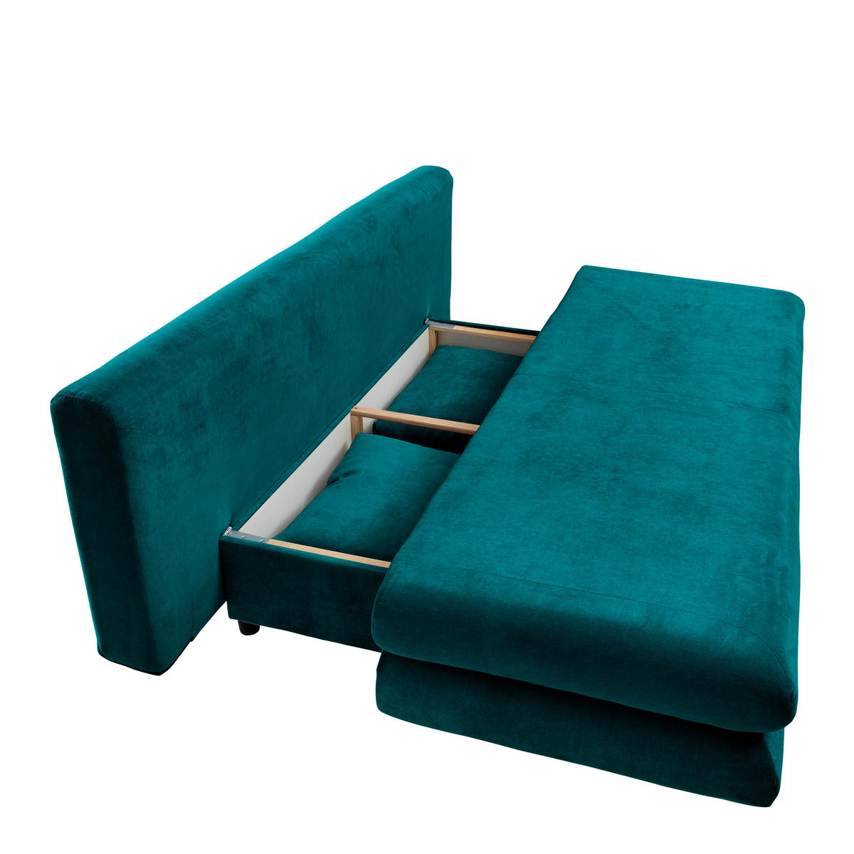 SCHLAFSOFA Samt Petrol  - Chromfarben/Petrol, Design, Kunststoff/Textil (196/74/90cm) - Carryhome