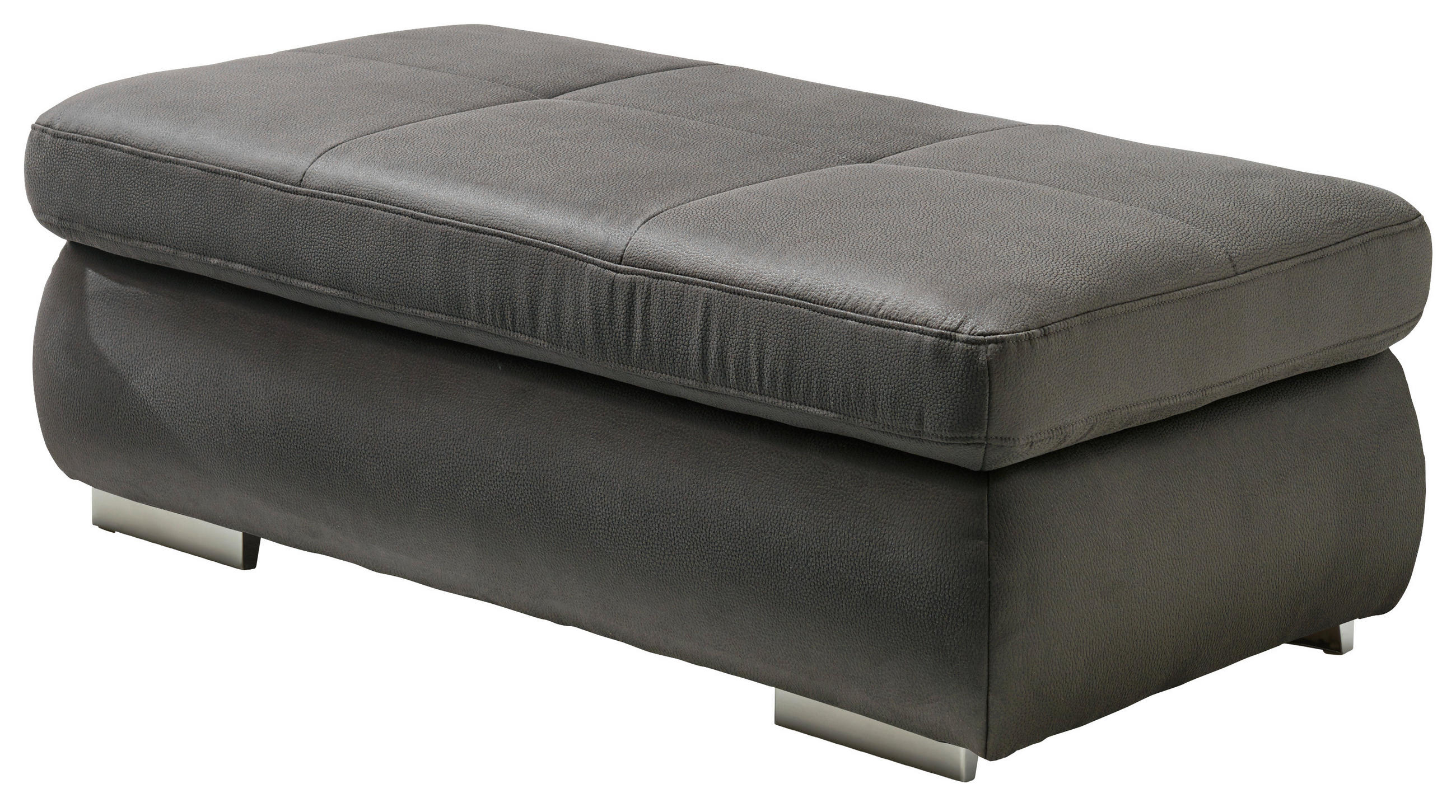 HOCKER Mikrofaser Grau  - Silberfarben/Grau, Design, Textil/Metall (129/47/64cm) - Beldomo Style