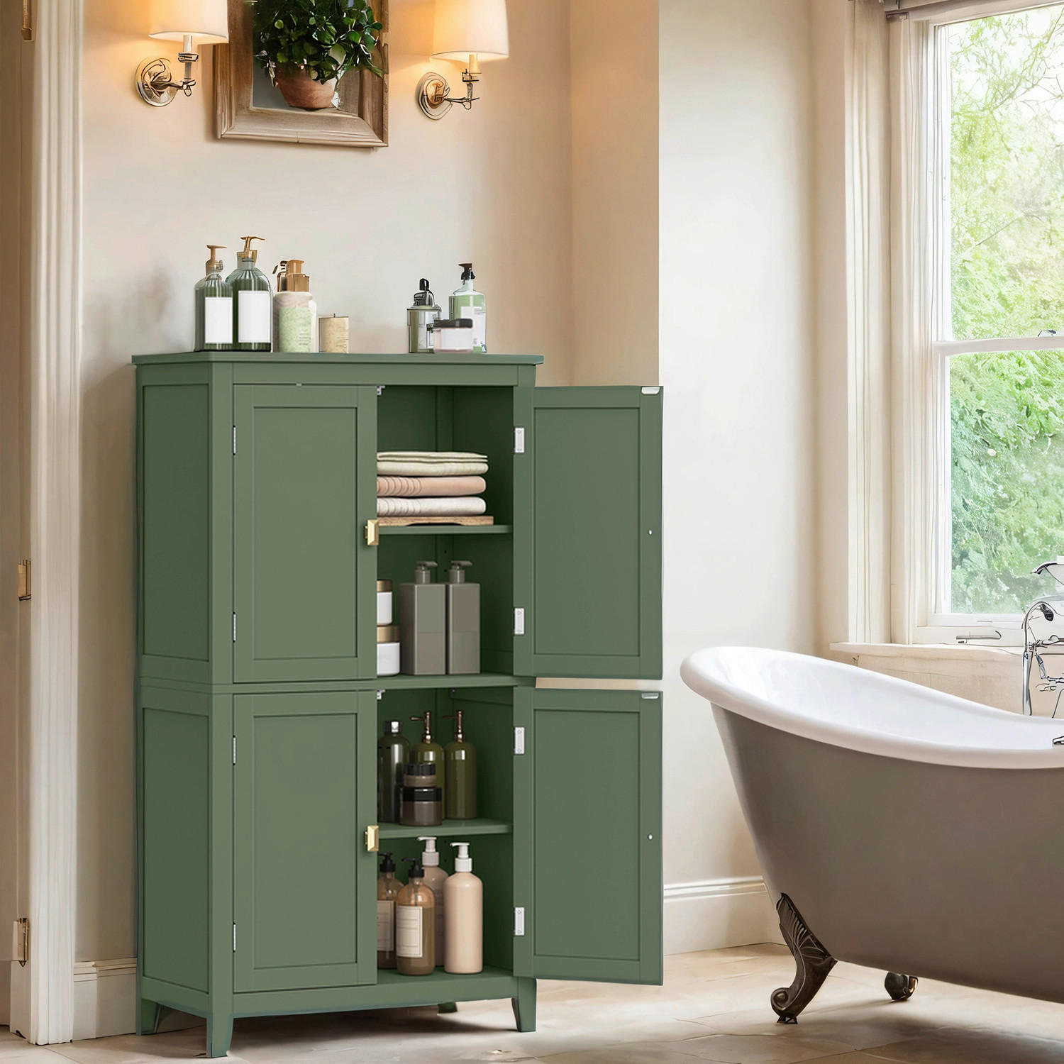 MIDISCHRANK 60/110/30 cm  - Goldfarben/Grün, MODERN, Holzwerkstoff/Metall (60/110/30cm) - MID.YOU