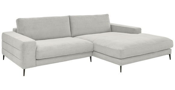 ECKSOFA in Feincord Weiß  - Schwarz/Weiß, Design, Textil/Metall (293/207cm) - Dieter Knoll