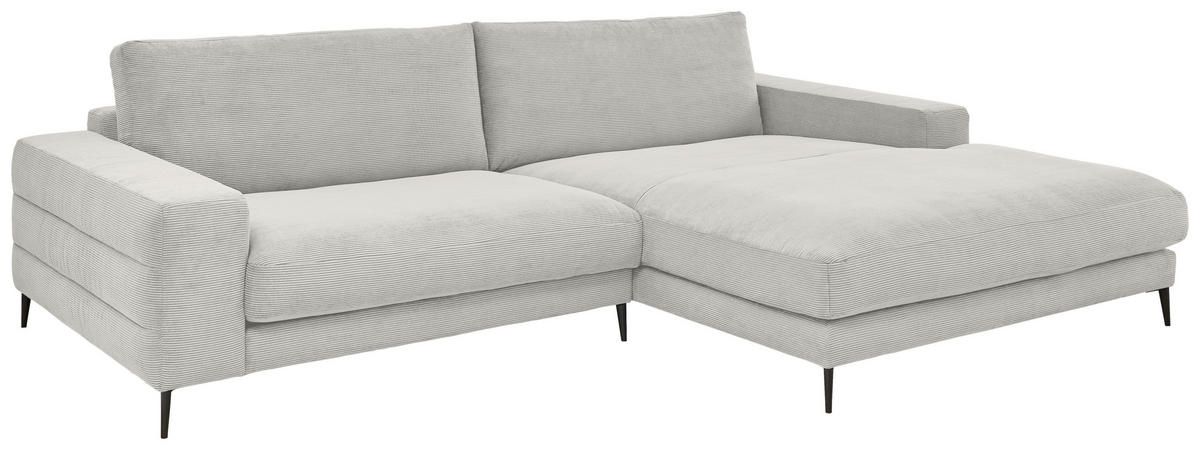 ECKSOFA in Feincord Weiss  - Weiss/Schwarz, Design, Textil/Metall (293/207cm) - Dieter Knoll