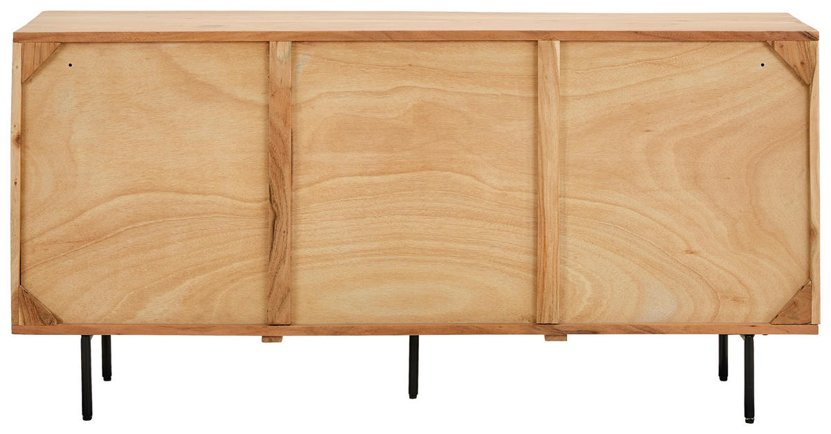 SIDEBOARD  147/71/39 cm  - Schwarz/Akaziefarben, Design, Holz/Metall (147/71/39cm) - Livetastic