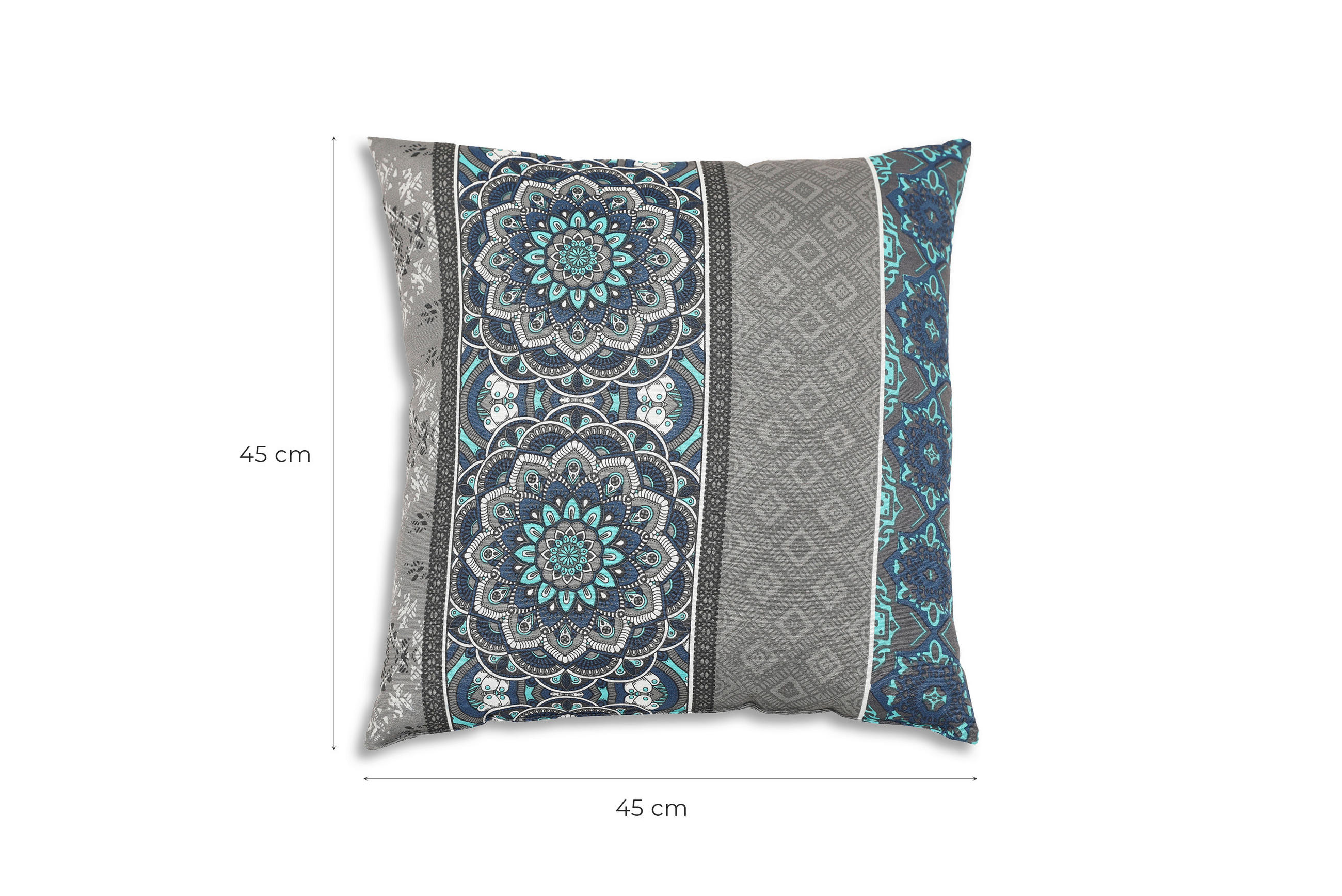 Thumbnail - Zierkissenset, Hellgrau, Grau, Blau, Textil, 2-teilig, Ornament, Füllung: Hohlfaser, Polyester, quadratisch, 45x45 cm, O...