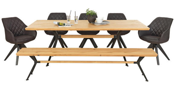 ESSTISCH in Holz 220/100/76 cm  - Eichefarben/Schwarz, Natur, Holz/Metall (220/100/76cm) - Linea Natura