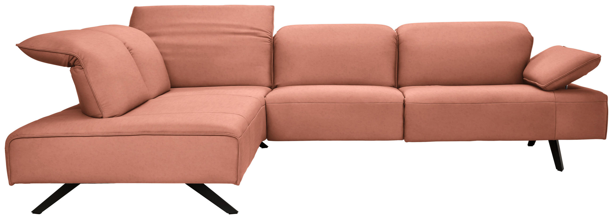 ECKSOFA  in Echtleder Lachsfarben  230/290 cm  - Anthrazit/Lachsfarben, Design, Leder/Metall (230/290cm) - Johann Jakob