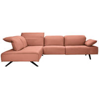 ECKSOFA  in Echtleder Lachsfarben  230/290 cm  - Anthrazit/Lachsfarben, Design, Leder/Metall (230/290cm) - Johann Jakob